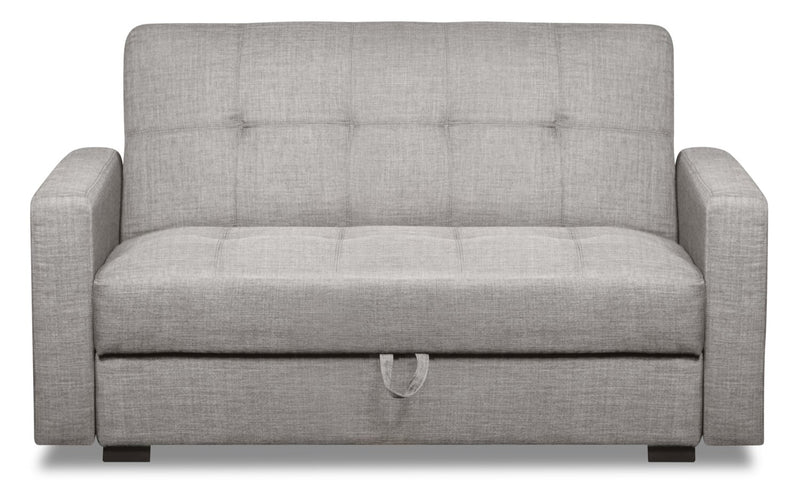 Weston 55\" Linen-Look Fabric Klik Klak Futon with Storage - Steel Grey