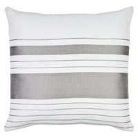 Indoor/Outdoor Striped Accent Pillow - White and Grey  