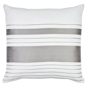 Indoor/Outdoor Striped Accent Pillow - White and Grey 