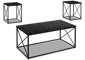Kasey 3-Piece Coffee and Two End Tables Package - Black