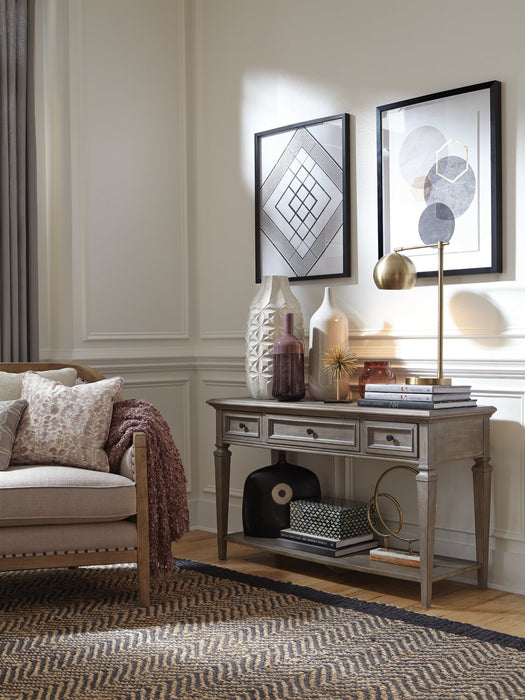 Lancaster 50\" Traditional Sofa Table with Storage and Shelf - Grey and Bronze Pine
