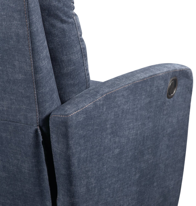 Jeffry 30.3\" Velvet Fabric Swivel Glider Reclining Chair - Indigo Blue