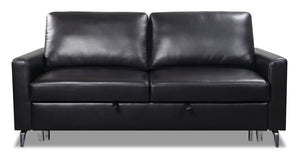 Wilson Leather-Look Fabric Sleeper Sofa - Black