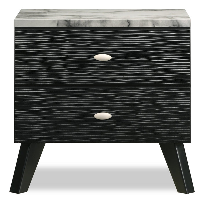 Atlas 6pc Bedroom Set with Bed, Dresser, Mirror & Nightstand, Mid-Century Modern, Black - Queen Size