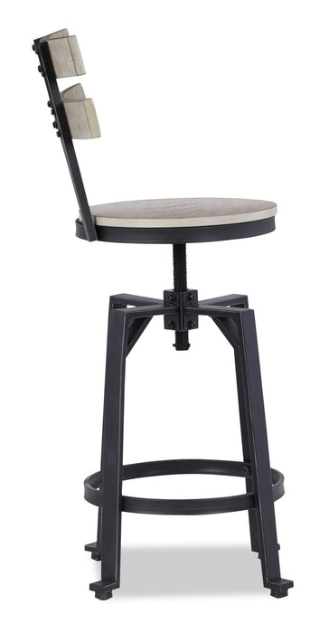 Axel Barstool with Swivel & Adjustable Seat, Slat-Back, Metal - White