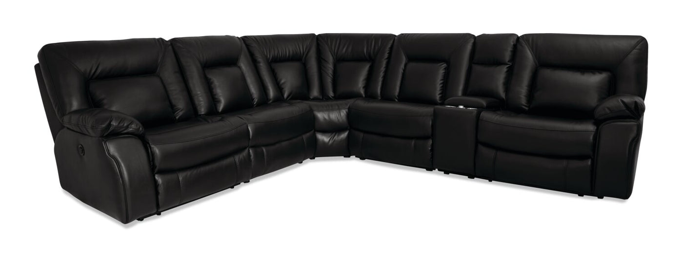 Dale 6-Piece Leather-Look Fabric Power Reclining Sectional - Black