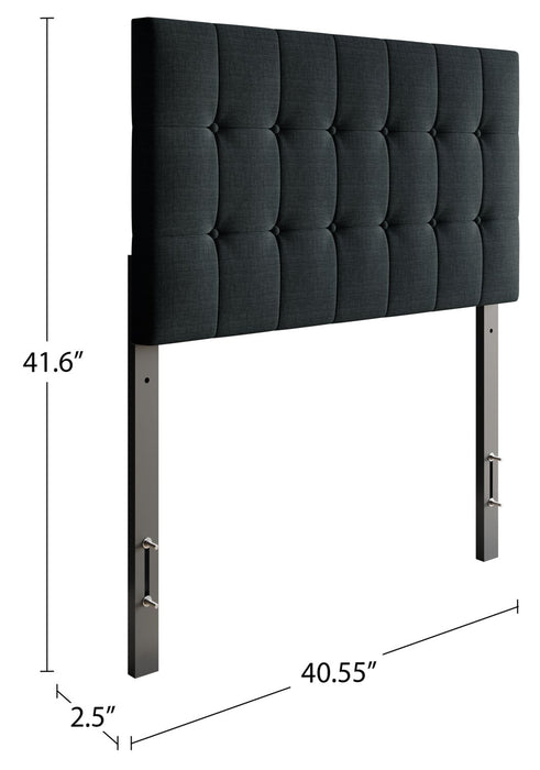 Ellis Upholstered Headboard in Charcoal Fabric, Button Tufted - Twin Size