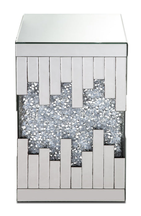 Lori 12\" Mirrored Accent Table with Crystals - Silver