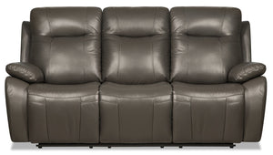 Kora Genuine Leather Power Reclining Sofa - Grey