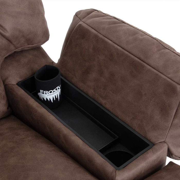 DESIGNED2B 34.5\" Massage Power Rocker Reclining Chair with Storage Arms - Columbus Mocha Brown