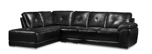 Rocklin 3-Piece Leather-Look Fabric Left-Facing Sectional - Black | Sofa sectionnel de gauche Rocklin 3 pièces en tissu d'apparence cuir - noir | ROCKBLS3