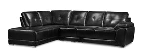 Rocklin 3-Piece Leather-Look Fabric Left-Facing Sectional - Black
