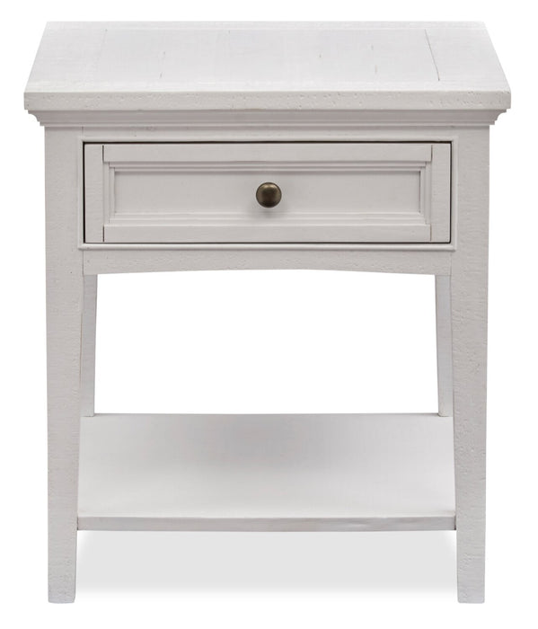 Heron Cove 20\" Traditional End Table with Storage and Shelf - White Pine