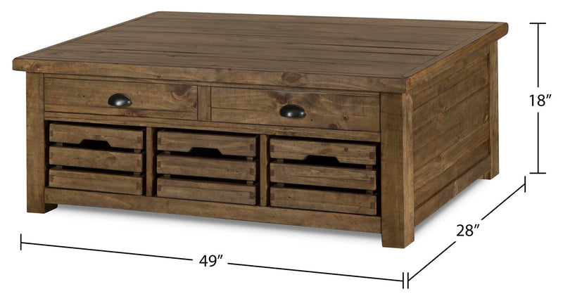Stratton 49\" Rustic Lift Top Coffee Table with Storage - Dark Brown Pine