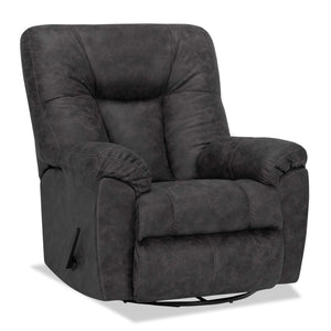 4703 Leather-Look Fabric Swivel Rocker Recliner - Ranger Slate