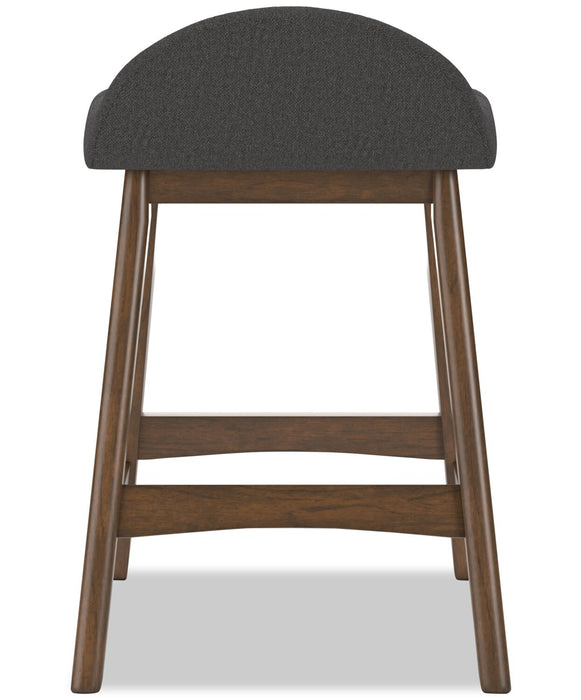Jovi Counter-Height Stool with Linen-Look Fabric, Wood - Charcoal