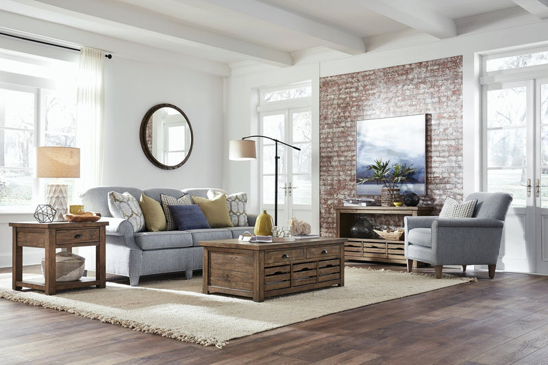 Stratton 24\" Rustic End Table with Storage and Shelf - Dark Brown Pine