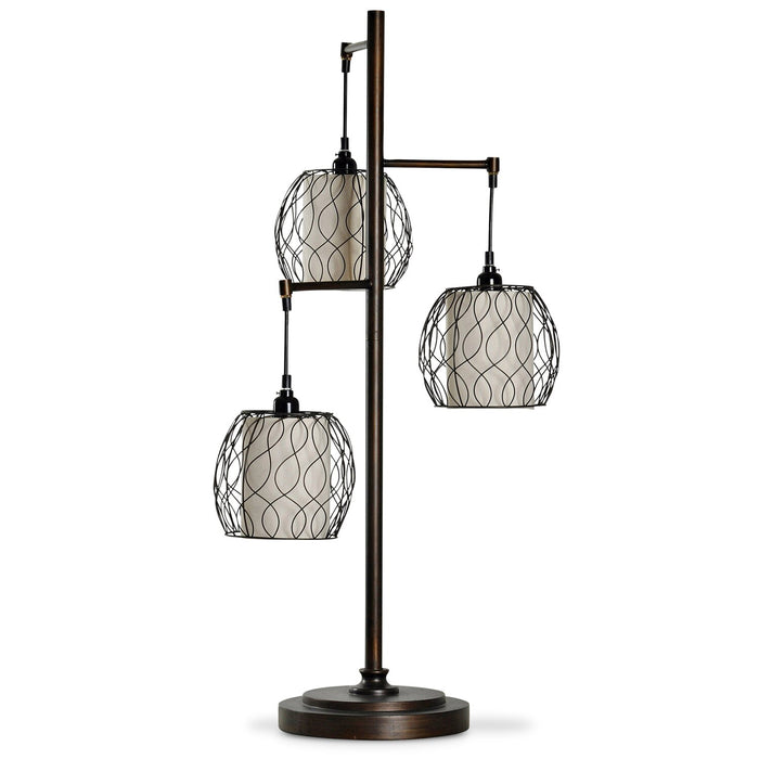 Delano 37.5\" Antiqued-Bronze with Black Wire Shade Table Lamp 