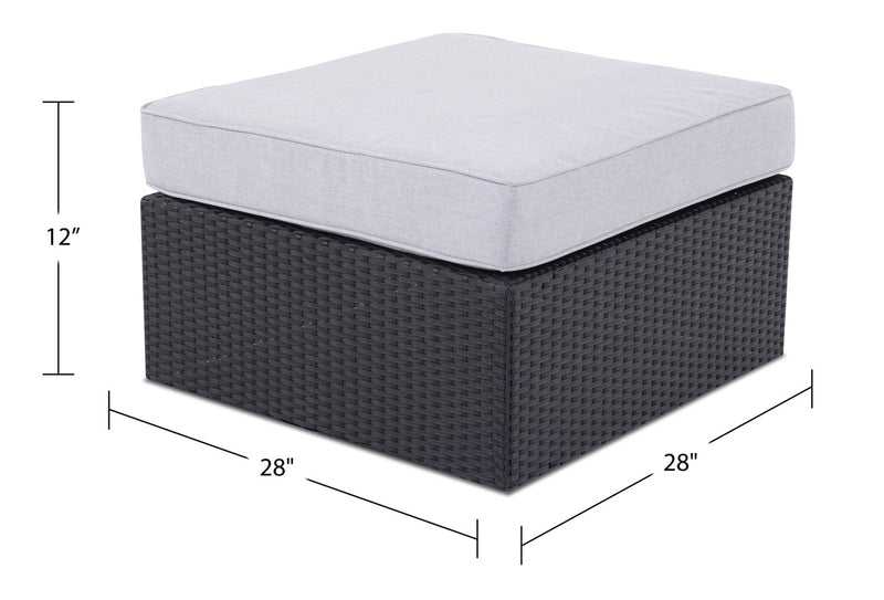 Minnesota 6-Piece Outdoor Patio Set with 3 Corner Chairs, 2 Armless Chairs & Ottoman - Hand-Woven Resin Wicker, Olefin Fabric, UV & Weather Resistant - Grey