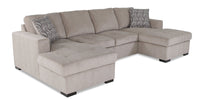 Legend 3-Piece Chenille Sleeper Sectional Sofa with Two Chaises - Platinum 