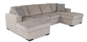 Legend 3-Piece Chenille Sleeper Sectional Sofa with Two Chaises - Platinum