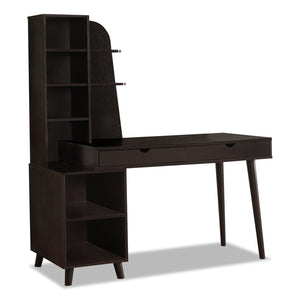 Terell Desk with Bookcase - Espresso 