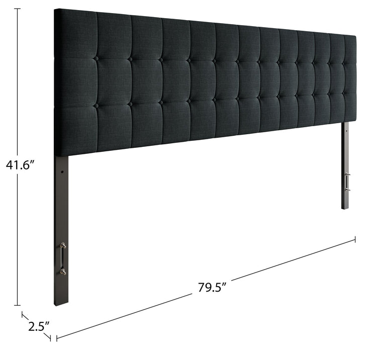 Ellis Upholstered Headboard in Charcoal Fabric, Button Tufted - King Size
