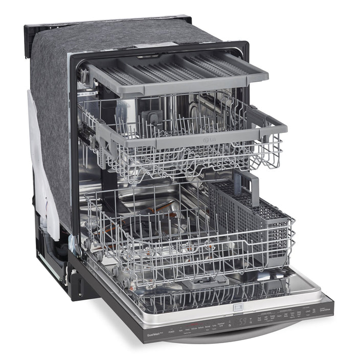 LG 24\" 46 dBA Built-In Top-Control Smart Dishwasher with QuadWash® - Smudge Proof Black Stainless Steel - LDTS5552D