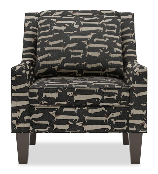 Made in Canada Sofa Lab Customizable Club 29\" Fabric Accent Chair with Wood Legs - Peppercorn Multicolour
