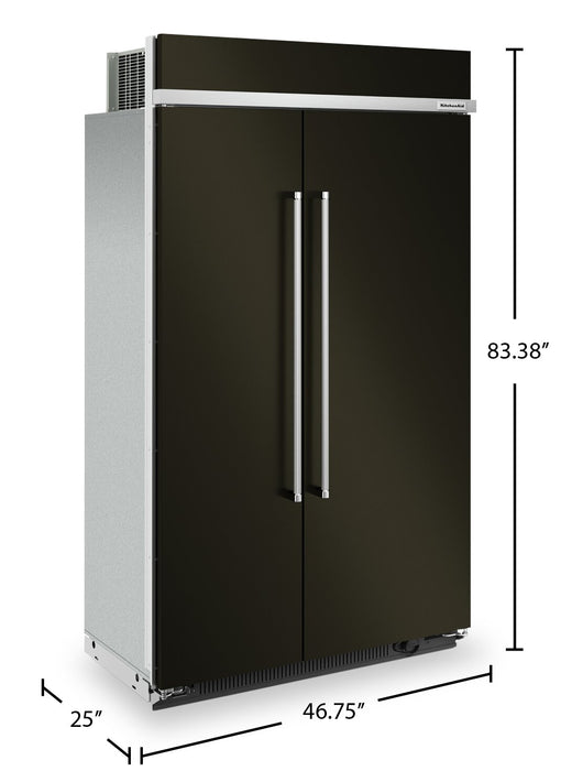 KitchenAid 48\" 30 Cu. Ft. Side-by-Side Refrigerator - Black Stainless Steel PrintShield™ - KBSN708MBS