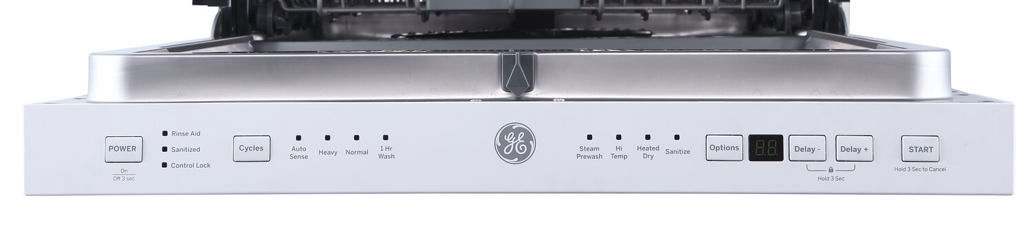GE 24 52 dBA Built In Top Control Dishwasher with Steam Pre Wash . The Brick