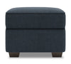 Made in Canada Customizable Sofa Lab Roll 24\" Linen-Look Fabric Ottoman - Luna Sailor Blue