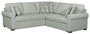Haven 2-Piece Right-Facing Chenille Sectional with Sleeper Sofa - Seafoam