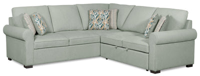 Scott Living Haven 2-Piece Right-Facing Chenille Fabric Sleeper Sectional - Seafoam Blue | Sofa-lit sectionnel de droite Haven de Scott Living 2 pièces en tissu de chenille - bleu écume de mer