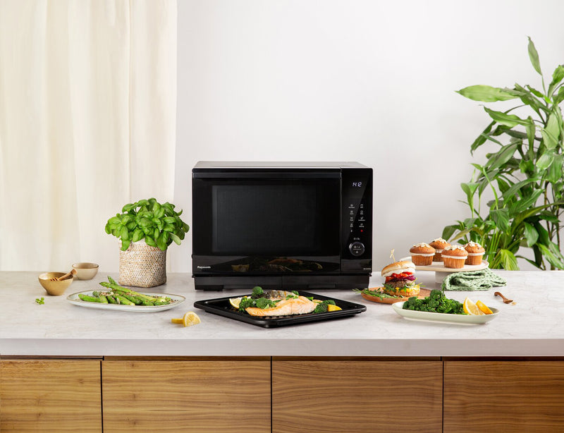 Panasonic 1 Cu. Ft. Countertop Microwave with Combination Steam Oven and Large Area Flat Cavity - Black - NNDS59NB