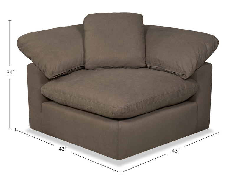 Eclipse Modular 43\" Linen-Look Fabric Corner Chair with Reversible Feather Down Cushions - Slate Grey