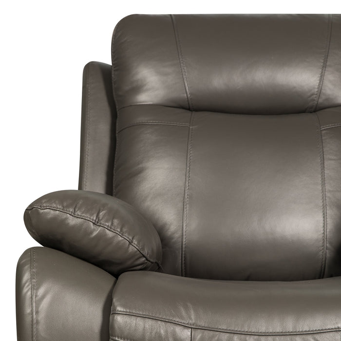 Kora 83" Grey Genuine Leather Power Reclining Sofa with USB Ports The