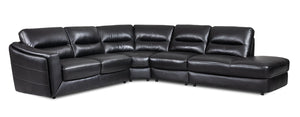 Romeo 4-Piece Genuine Leather Right-Facing Sectional - Black