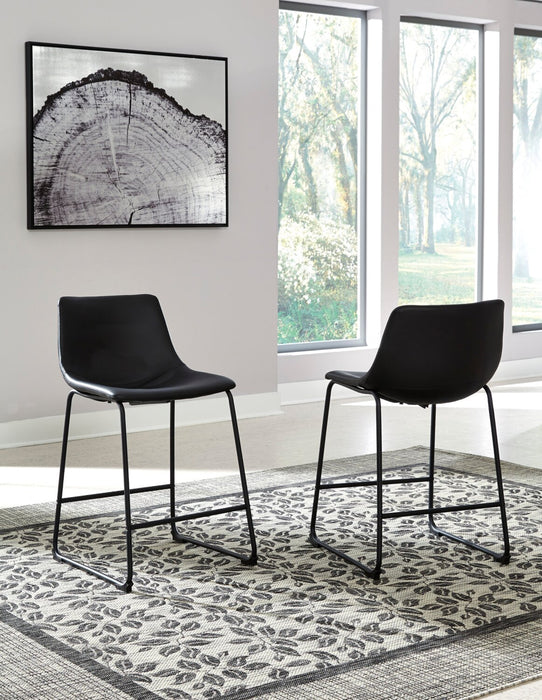Cole Counter-Height Stool with Vegan Leather Fabric, Metal - Black