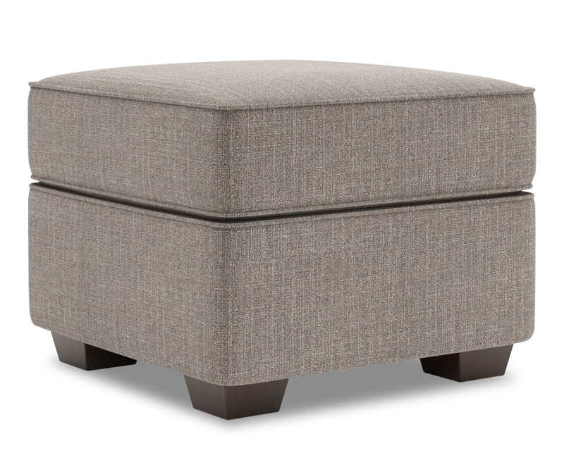 Made in Canada Customizable Sofa Lab Roll 24\" Linen-Look Fabric Ottoman - Luna Smoke Grey