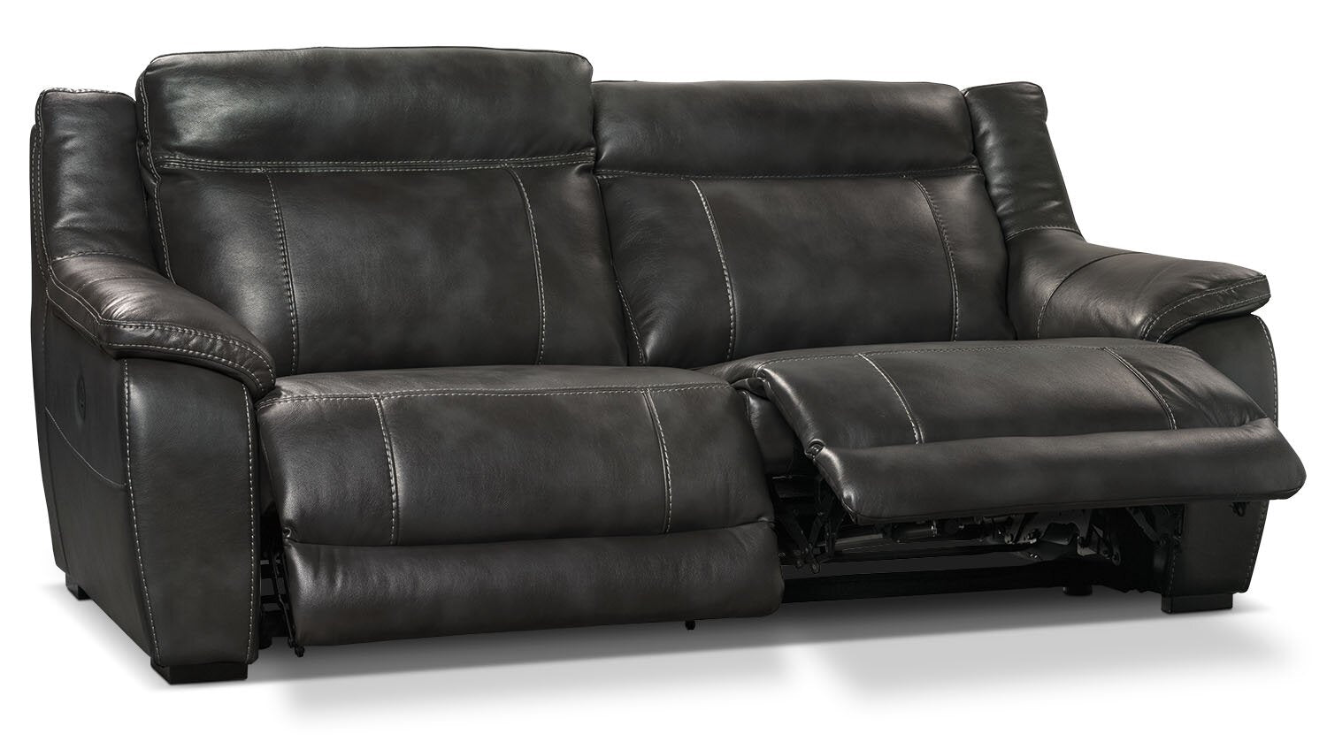 Cindy Crawford Home Novo 82 Leather Look Fabric Power Reclining Sofa with USB Ports Grey