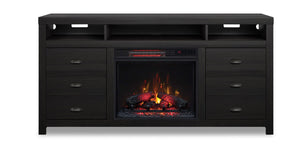 Haven 64" Electric Fireplace TV Stand - Black | Meuble pour téléviseur Haven de 64 po avec foyer électrique - noir | HAVBKFIR