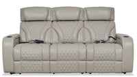 Elite Genuine Leather Power Reclining Sofa with Massage Function and Power Headrests - Grey 