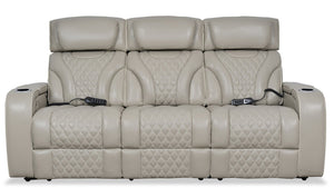 Elite Genuine Leather Power Reclining Sofa with Massage Function and Power Headrests - Grey