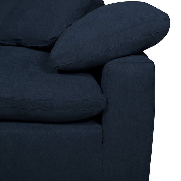 Eclipse Modular 6-Piece Linen-Look Fabric Pit Sofa Sectional with Reversible Feather Down Cushions - Navy Blue
