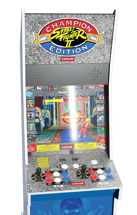 Arcade1Up Street Fighter™ ll Championship Edition Big Blue Arcade Cabinet with Riser and Stool