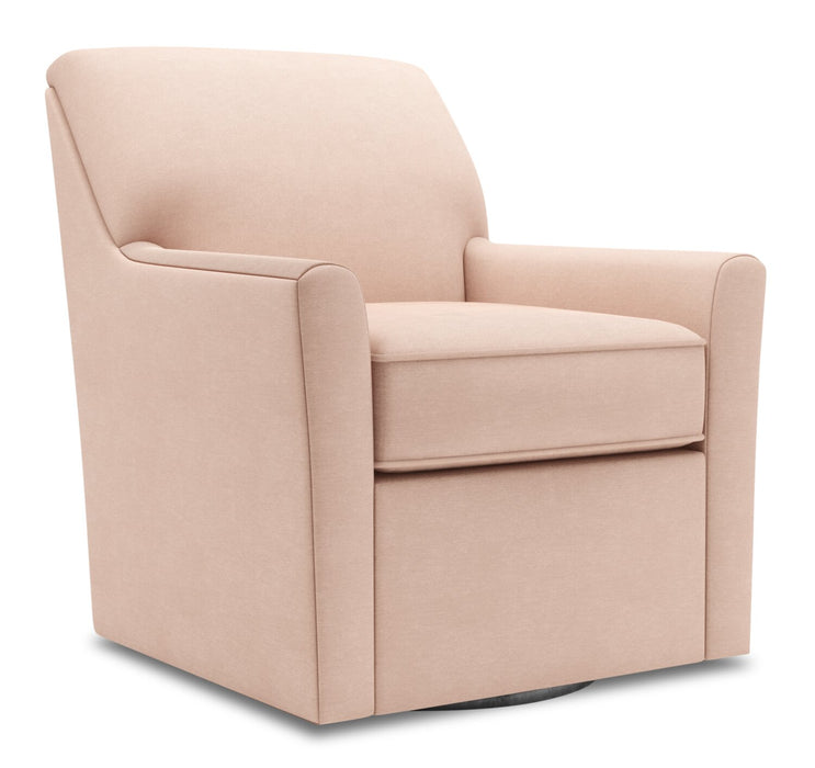 Made in Canada Sofa Lab Customizable Swivel 31\" Linen-Look Fabric Accent Chair - Pax Rose Pink