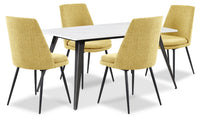 Nico 5-Piece Dining Package – White and Yellow 