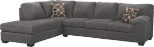 Made in Canada Morty 2-Piece Left-Facing Chenille Fabric Sectional with Sofa and Accent Pillows - Grey