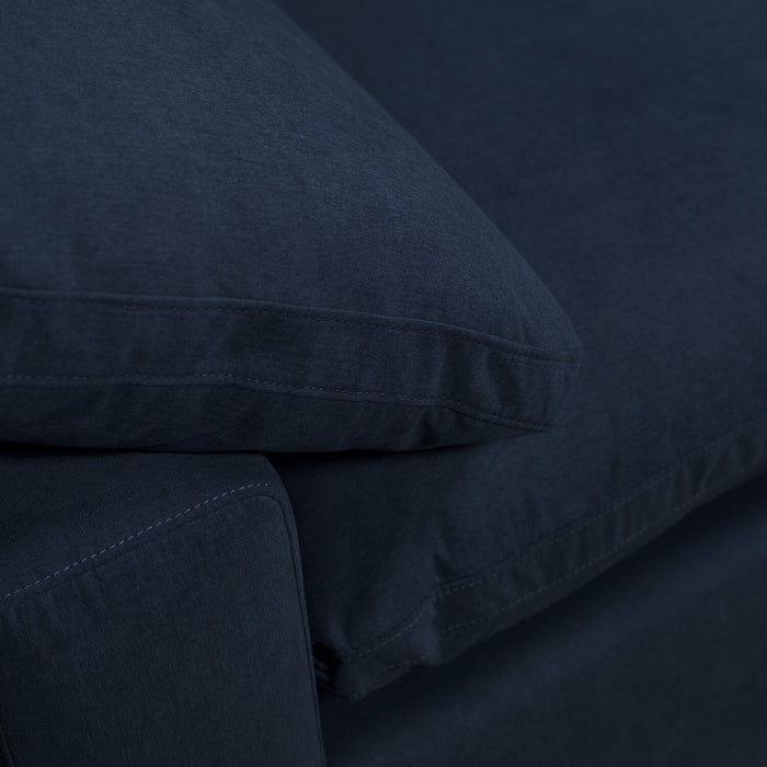 Eclipse Modular 38\" Linen-Look Fabric Armless Chair with Reversible Feather Down Cushions - Navy Blue